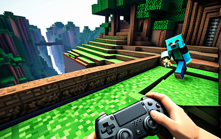 **A professional Minecraft player, full body shot, in a dynamic pose, wearing modest, comfortable gaming attire including long sleeves and full-length trousers. They are actively engaged in "speed bridging" over a vast chasm in a vibrant, colorful Minecraft world, expertly placing blocks with a swift, controlled motion. Their well-formed hands are visible on a gaming mouse and keyboard, demonstrating precise action as the bridge extends rapidly beneath their feet. The scene features a deep ravine below with lush green terrain in the background, emphasizing movement and construction. Perfect anatomy, natural pose, correct proportions, proper finger count, natural body proportions. High-resolution professional photography, esports aesthetic, focused depth of field, dramatic lighting. Safe for work, appropriate content, fully clothed, professional, family-friendly.**