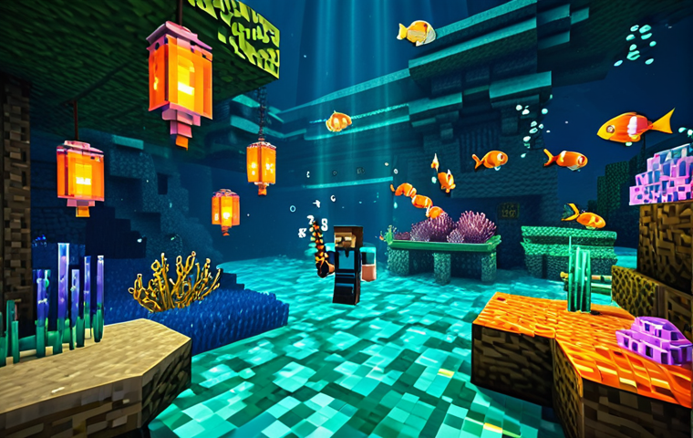 마인크래프트 조명 기술 팁 - **Warm and Inviting Home:** "A cozy Minecraft home interior, illuminated by warm-toned lanterns and ...