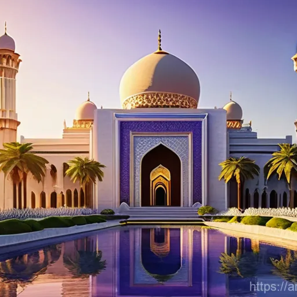 마인크래프트 현실 건축물 재현 - **Prompt 1: Grand Virtual Mosque in Desert Oasis** "A majestic, intricately detailed mosque, ren...