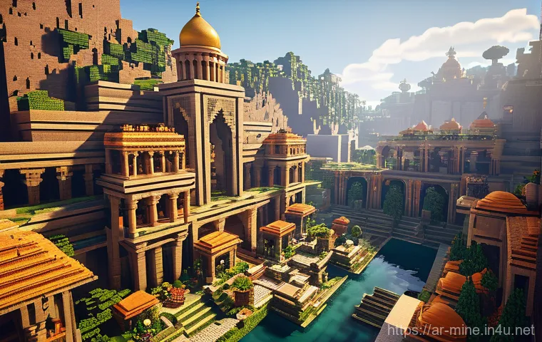 마인크래프트 서브 월드 제작 - **Prompt 1: Grand Ancient Minecraft City within a Sub-World** "A majestic, sprawling ancient cit...
