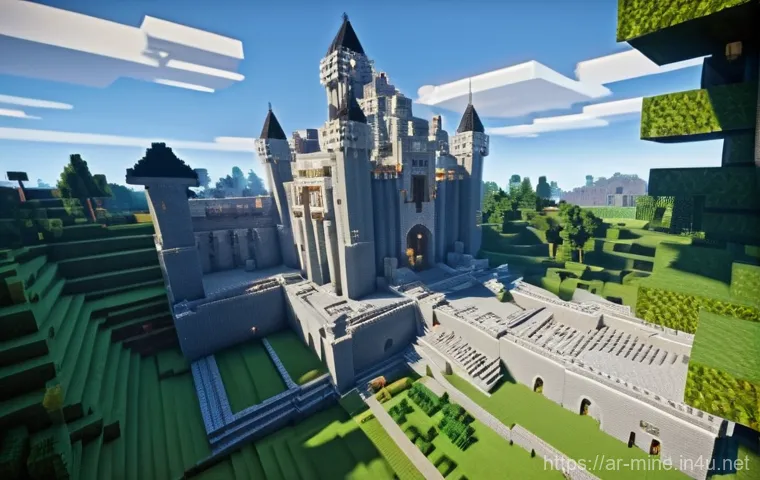 마인크래프트 제작 툴 소개 - **Prompt 1: Majestic Castle Construction with WorldEdit** "A grand, epic-scale Minecraft castle ...