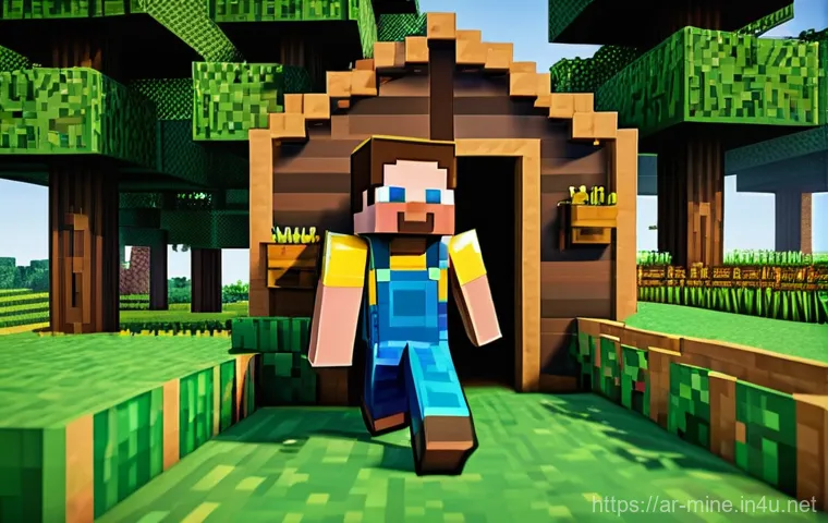 마인크래프트 생존 공예 팁 - **Prompt:** A brave, pixelated Minecraft explorer, clad in a full set of polished iron armor (comple...