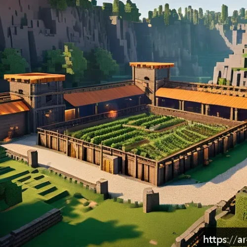 Home 31 마인크래프트 서바이벌 마스터하기 - A strategic Minecraft base built atop a high mountain overlooking a vast river and dense forest, sho...